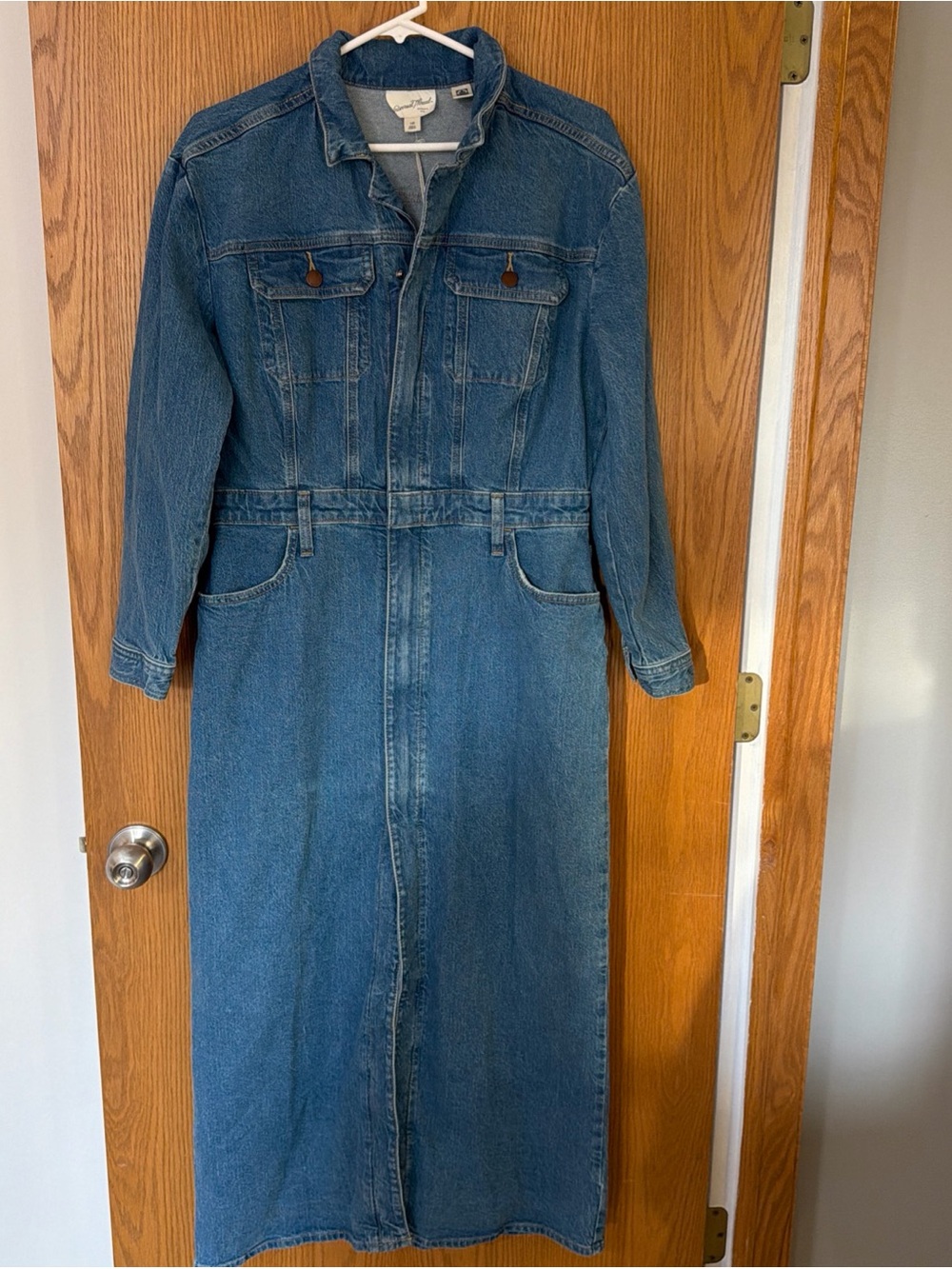 NWT Universal Thread Women's Long Sleeve Denim Maxi Shirtdress Sz 10 Utility